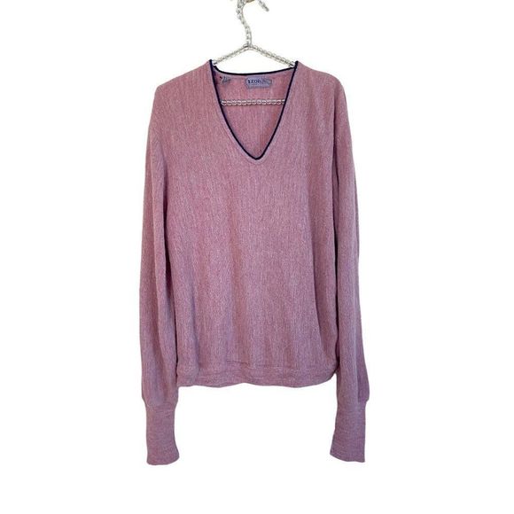 Vintage Izod of London Mens 100% Orlon Acrylic XL Pullover Pink Sweater - Picture 1 of 5